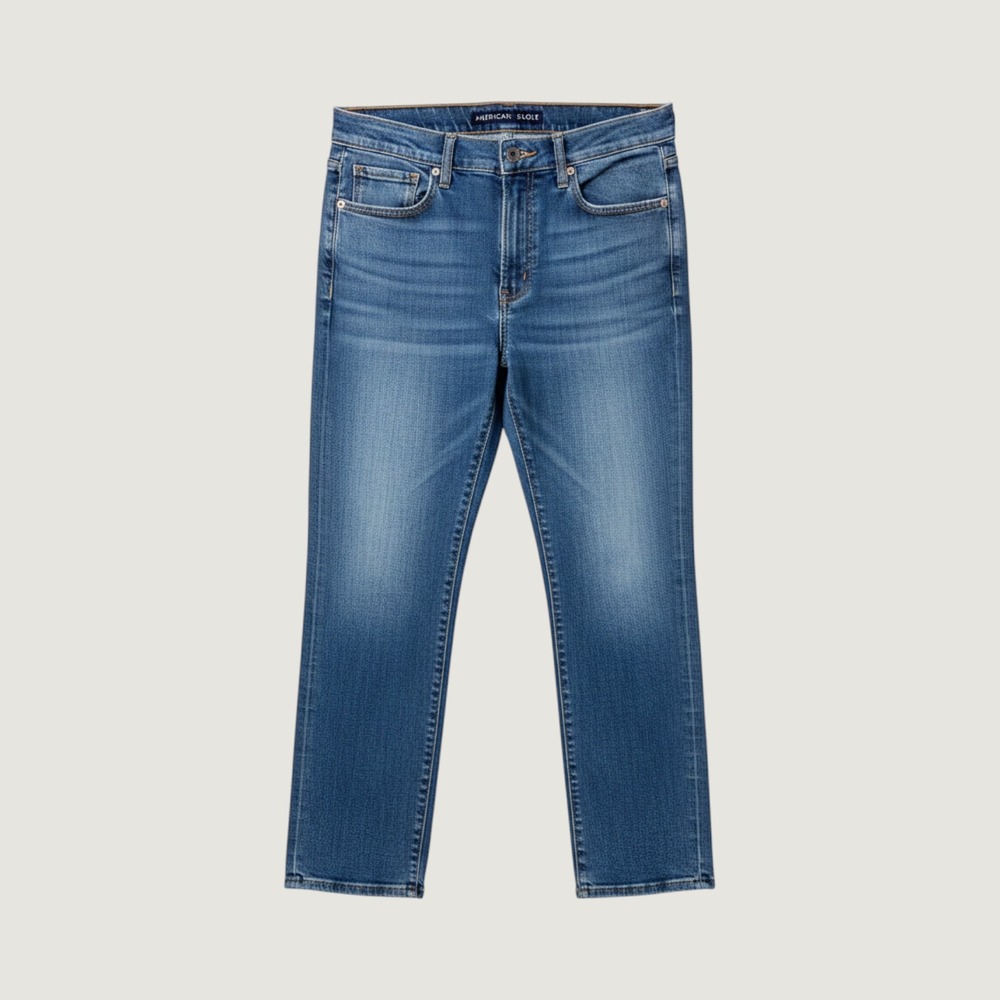 American Eagle Super High-Rise Straight Jeans Womens 12 Regular Blue Denim